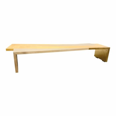 Thomas Pheasant for Baker / McGuire Modern Greige and Gold Leaf Finished Wood Crossing Duo Cocktail Table