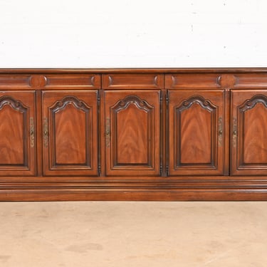Drexel French Provincial Louis XV Carved Walnut Sideboard or Bar Cabinet