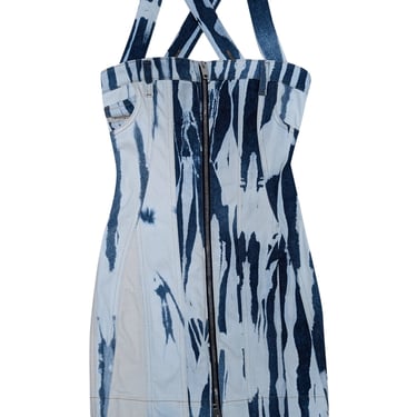 Diesel - Blue Acid Wash Zipper Front Mini Dress Sz XS