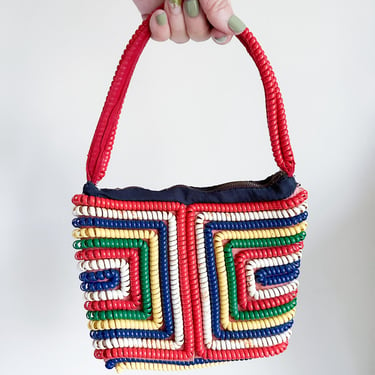 Vintage 1940s Rainbow Telephone Cord Handbag 