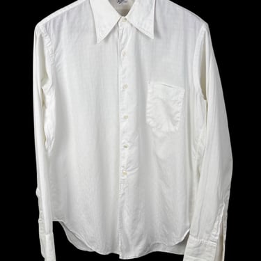 Vintage 1930s/1940s MANHATTAN Cotton Diamond Brocade Dress Shirt ~ 16-35 ~ M / L ~ Spearpoint Collar ~ Button-Up ~ French Cuffs ~ Golden Era 