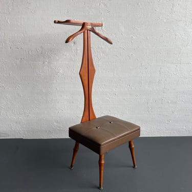 Cutomized Mid-Century Modern Walnut Valet Chair With Storage