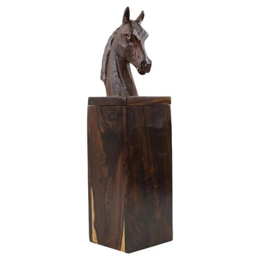 Macassar Wood Hand-carved Horse Head Tall Box