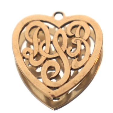 14K Gold Scroll Heart Charm