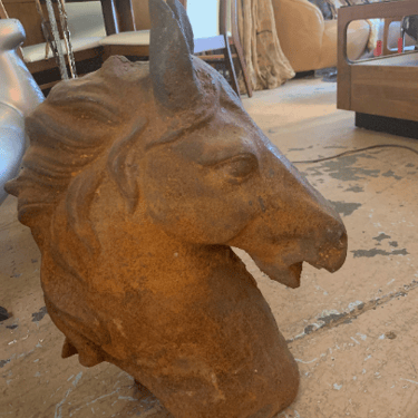 Antique Steel Horse Head Statue