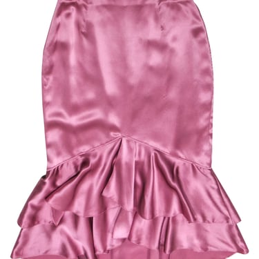 Cinq a Sept - Pink Ruffle Silk Midi Skirt Sz 6