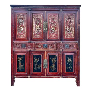 19th Century Chinese Carved Qing Dynasty Cabinet 
