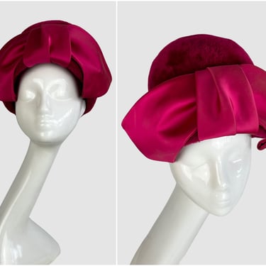 SCHIAPARELLI SHOCKING PINK Vintage 60s Hat | 1960s Fuzzy  display picture 1