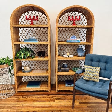 Arched Braided Wicker Shelves
