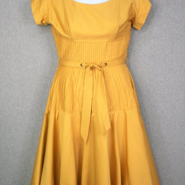 1950s - Shirtwaist Dress - Safron Gold - by An Original Bernetti , New York - Estimated size 12 