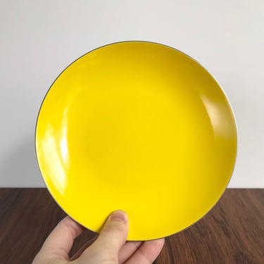 Vintage Cathrineholm Stainless Steel and Yellow Enamel Dish 