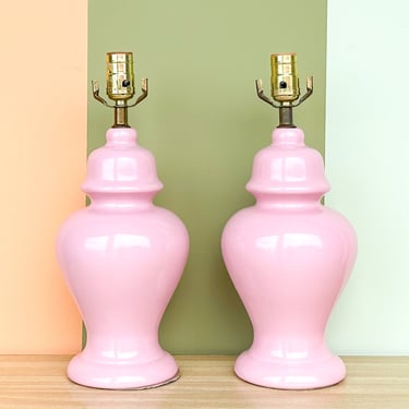 Pair of Pink Chic Ginger Jar Lamps