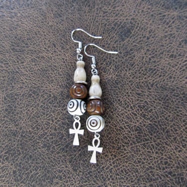 Ankh Egyptian African earrings, fertility symbol, Afrocentric bone 22 