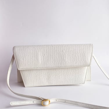 1980s White Angular Handbag
