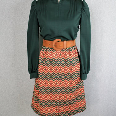 1970s - Color Blocked - Mid Century Mod - By Gay Gibson - Easy Wear/Easy Care - Estimated size 8/10 