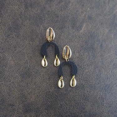 Cowrie shell abstract mid century modern earrings 