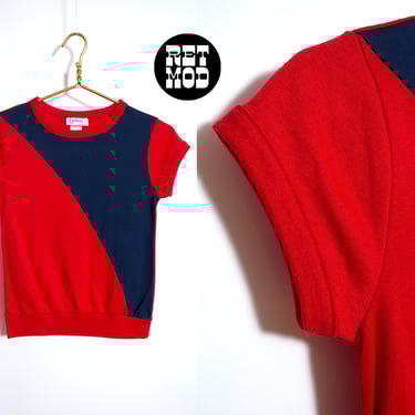 Soft Vintage 70s Red Navy Color Block Tee by Garland 