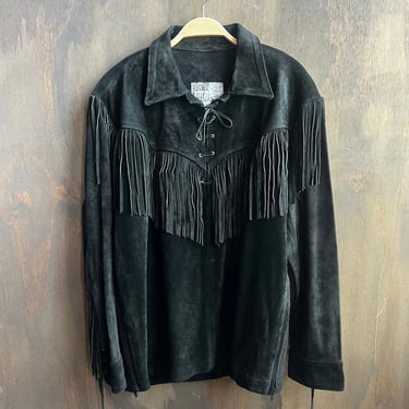 Leather City Black Fringe Coat