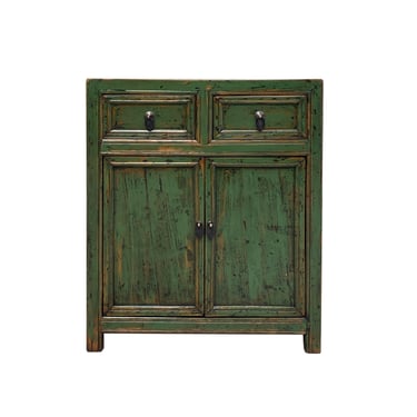 Oriental Distressed Forest Moss Green Credenza Foyer Table Cabinet cs7493E 
