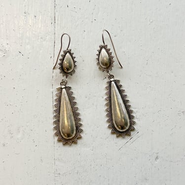 1970s Sterling Silver French Hook Drop Earrings 