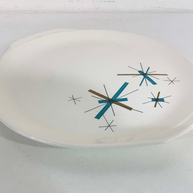 Vintage Salem North Star Large Serving Platter Plate Dish Hopscotch Mid Century Atomic Aqua Blue China MCM Mad Men 1950s 