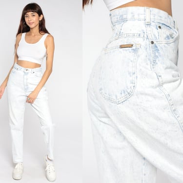 Acid Wash Jeans 90s Gitano Jeans Mom Jeans Blue White Denim High Waist 80s Tapered High Waisted Denim Pants Skinny Vintage Small 28 Tall 