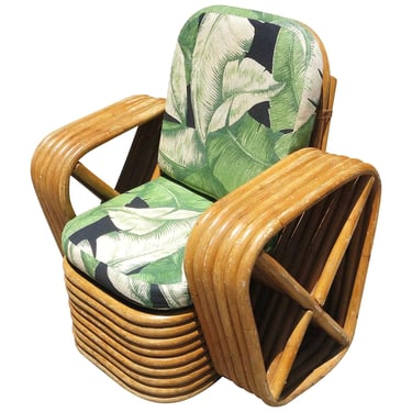 Restored Child's Paul Frankl Square Pretzel Rattan Lounge Chair 