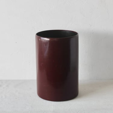 Charles Underwood Hand Glazed Kid Leather Wastebasket Vintage Modern 