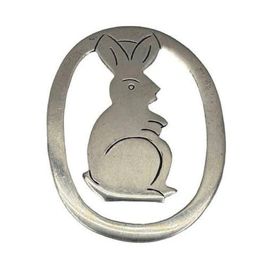 Vintage Hand Etched Taxco 925 Sterling Silver Bunny Rabbit Money Clip 