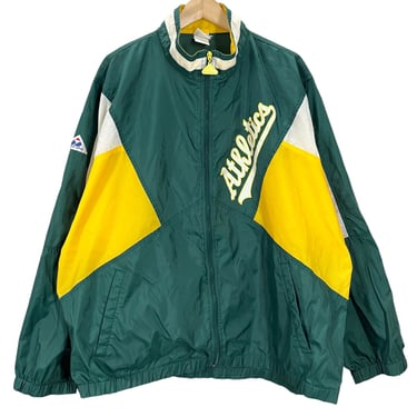 Vintage Oakland A’s Green Color Block Baseball Dugout Jacket XL