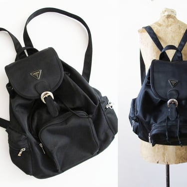 90s Guess Black Nylon Backpack - Vintage Large Nylon Rucksack - Vegan Vintage Backpack - 90s Backpack Purse - Large Backpack - School Bag 