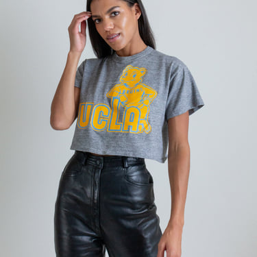 Vintage gray cotton blend UCLA cropped tee shirt // S (2451) 