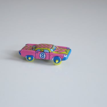 Mid-Century Tiny Tin Car, Pink Miniature Gumball Prize Car made in Japan 
