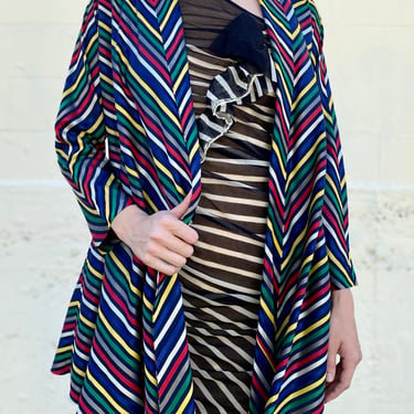 Rainbow Mountain 1950s Striped Satin Swing Jacket