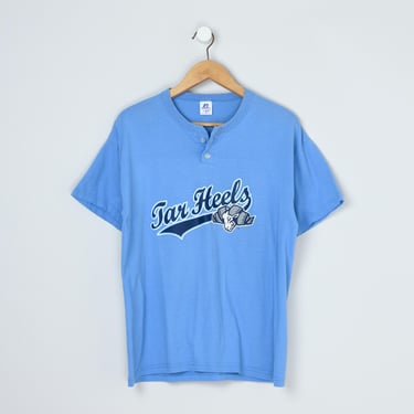 Vintage Y2k Tar Heels Button-Neck T-Shirt - north carolina, unc, 