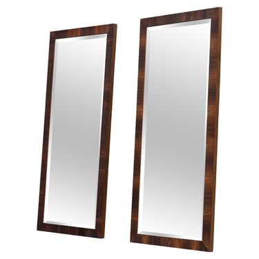 Pair Uncommon Lane Altavista Rosewood Wall-Mounted Bevelled Mirrors 47x21
