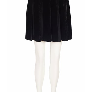 Thierry Mugler 1990s Vintage Black Velvet Pleated Mini Skirt Sz XS 