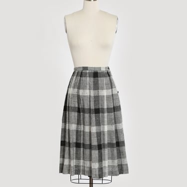 Vintage 80s 90s black + white plaid skirt 