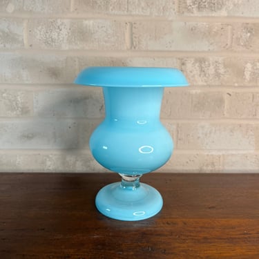 Stunning Blue Glass Vase from Mid-Century Era with Distinctive Flaw 
