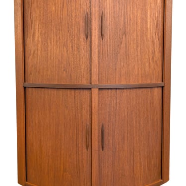 Teak Corner Cabinet w Tambour Doors - 022514