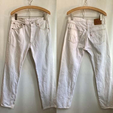 Vintage Levis 501 / WHITE / High Waist +  Button Fly / Made in USA / 32 x 32 