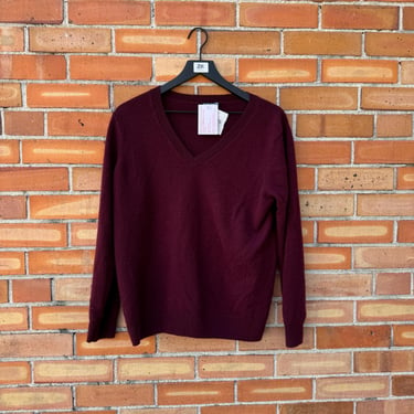 red burgundy cashmere v neck sweater / XXL extra large 