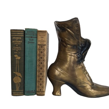 Vintage Brass Victorian Boot Vase / Heavy Ornate Edwardian Style Novelty Vase / Cast Brass Boot Statue 