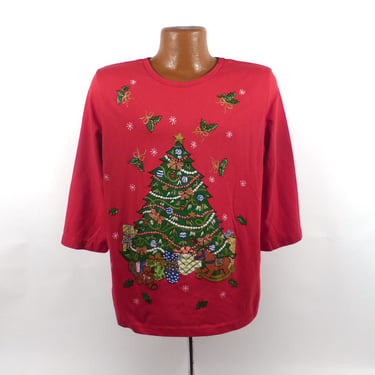 Ugly Christmas Sweater Vintage Shirt Tree Women's size XL 