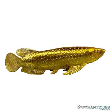 Vintage Asian Arowana Fish Copper Gold Figural Sculpture