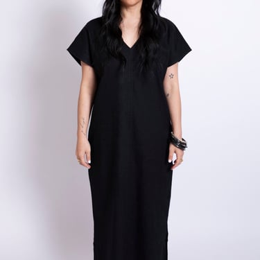 Atsuko V-Neck Dress in  Black