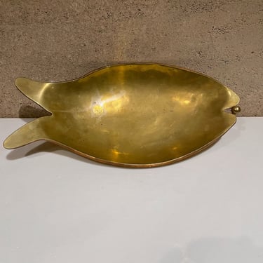 Style Los Castillo Modernist Brass FISH Bowl Catchall Married Metal Mexico 1970s 