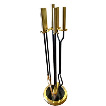 Hollywood Regency Iron and Brass Fireplace Tool Set