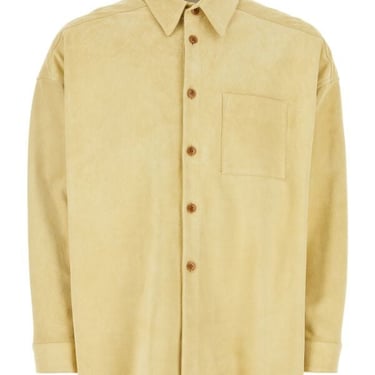 Marni Men Pastel Yellow Suede Shirt