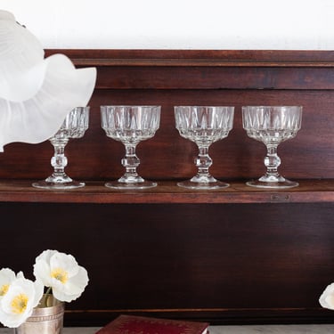 vintage french cut glass coupes, set of 4